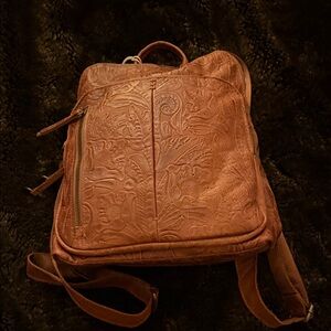American Leather Embossed Backpack - Warm Brown - New with tags!